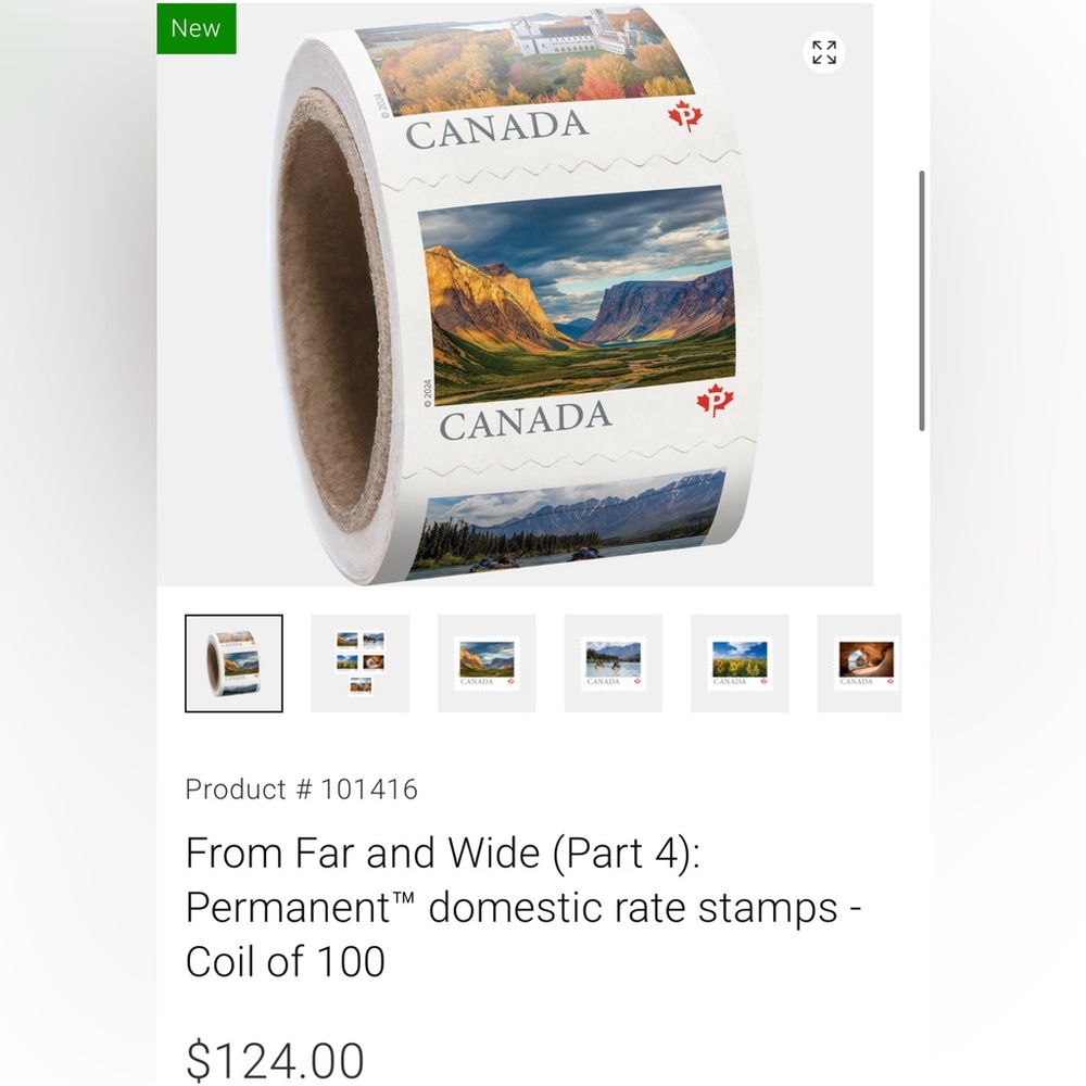 stamps coil of 100
 (From Far and Wide Part 4
Permanent™ domestic rate stamp)